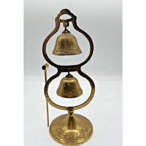 Vintage Brass Bell 2 tier With Ringer Tong 3.5 x 9 inches!
